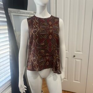 BCBG Burgundy Geometric Sleeveless Tank
